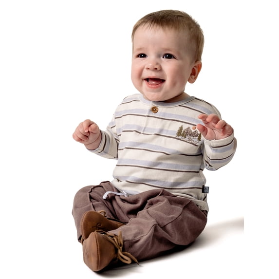 Modern Moments by Gerber Baby Boy Top with Pintuck and Harem Pant Outfit Set, 0/3 Months - 24 Months