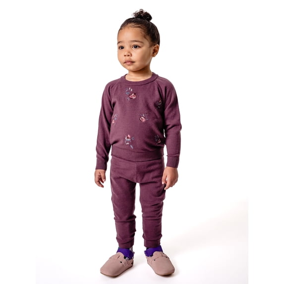 Modern Moments by Gerber Toddler Girl Embroidered Sweater Set, 2-Piece, Sizes 12 Months - 5T