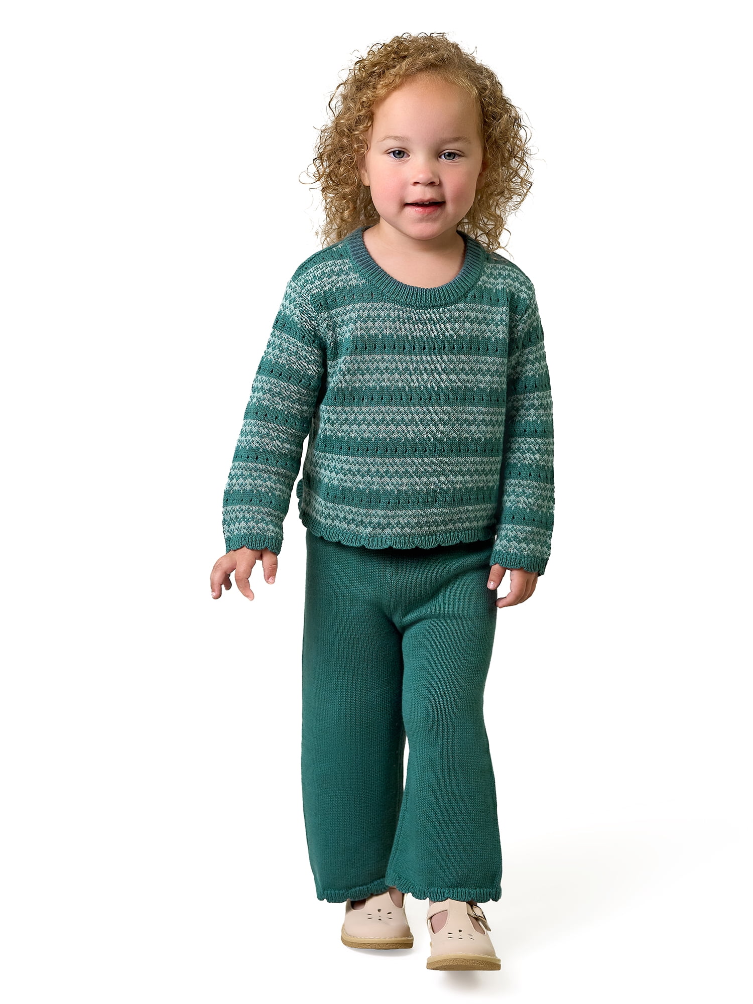 by Gerber Toddler Girl Pointelle Sweater Knit Set, 2-Piece, Sizes 12 Months - 5T