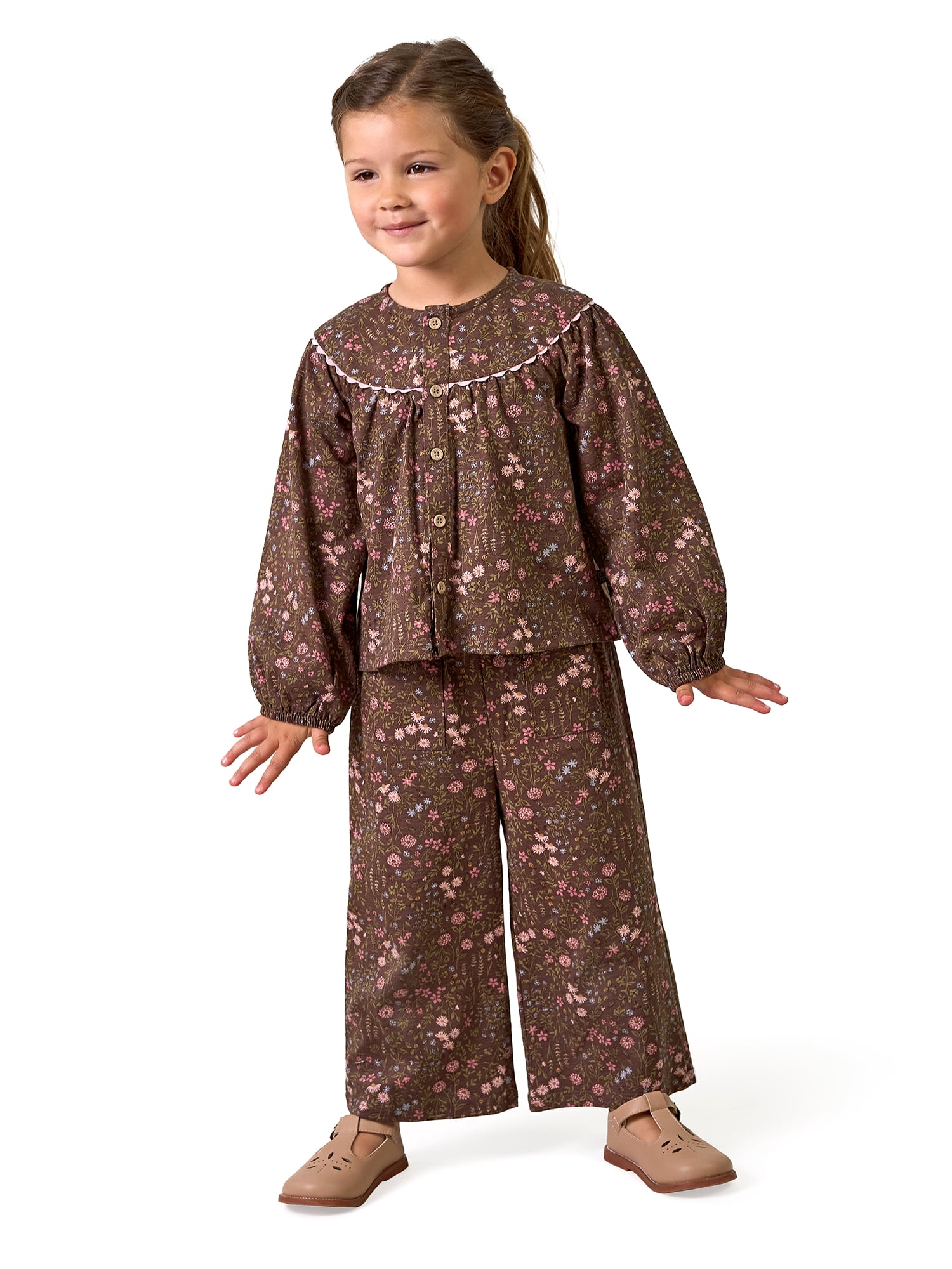 Modern Moments by Gerber Toddler Girl Ric Rac Top and Pant Set, 2-Piece, Sizes 12 Months - 5T