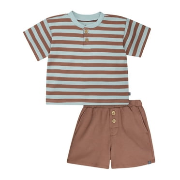 Modern Moments by Gerber Toddler Boy Henley Top and Short Outfit Set, 2-Piece, 12 Months - 5T