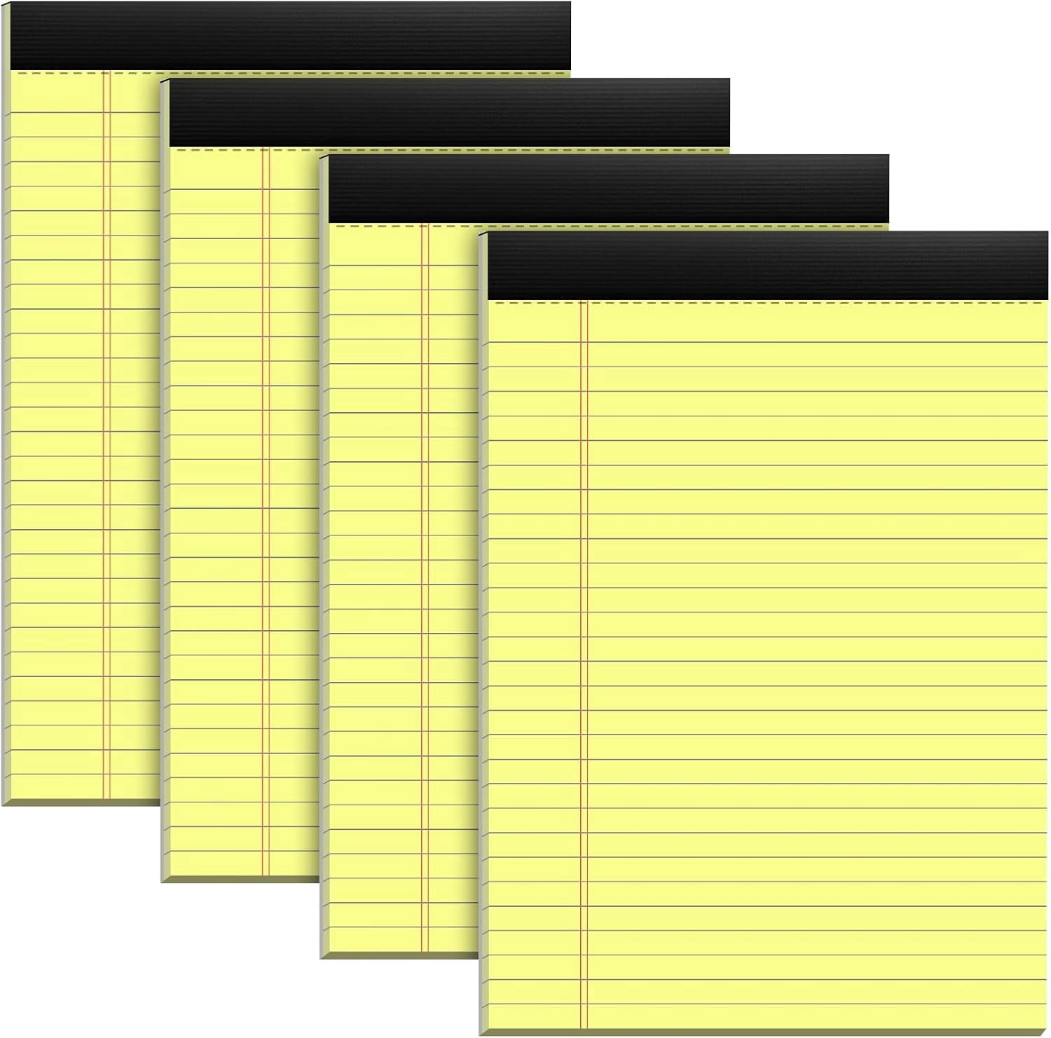 MM 4 Pack Yellow Notepads 8.5x11 Yellow Legal Pads 30 Sheets Perforated Yellow Pads Paper Wide Ruled Writing Pad 70gsm Premium Thick Paper Double-Sided Printing Note Pads for Students,Office,Business