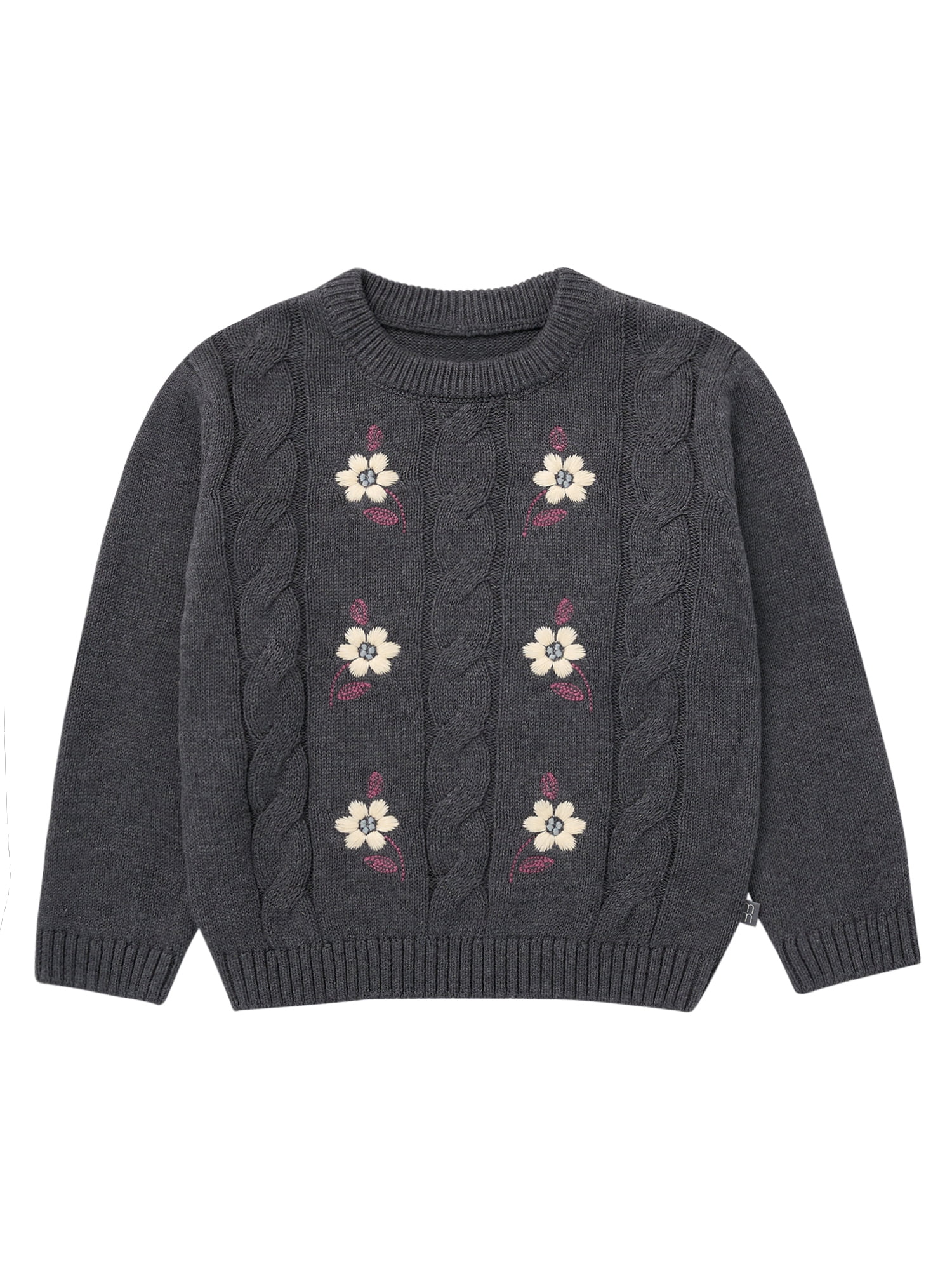 Modern Moments by Gerber Toddler Girl Embroidered Cabel Sweater, Sizes 12 Months - 5T