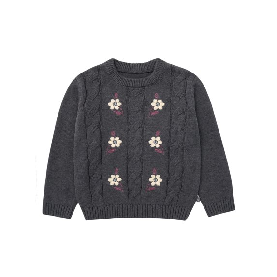 Modern Moments by Gerber Toddler Girl Embroidered Cabel Sweater, Sizes 12 Months - 5T