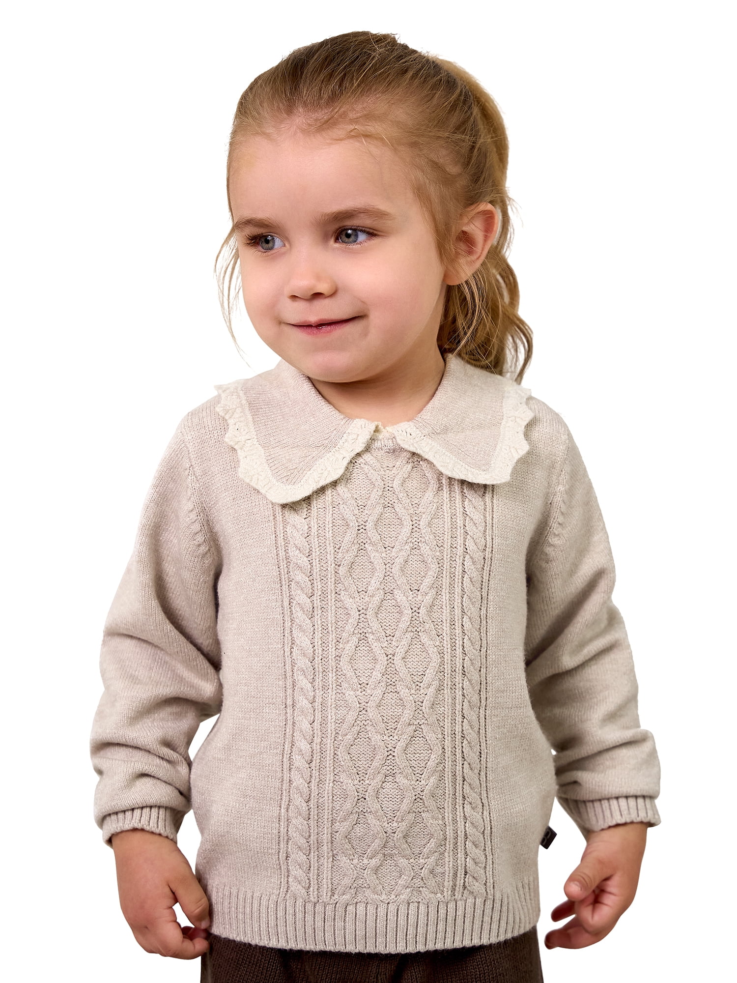 Modern Moments by Gerber Toddler Girl Sweater with Decorative Collar, Sizes 12 Months - 5T