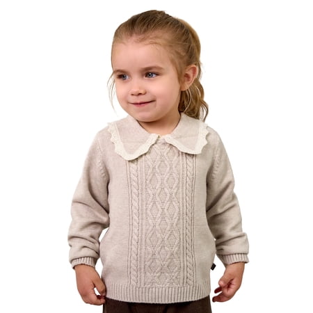 Modern Moments by Gerber Toddler Girl Sweater with Decorative Collar, Sizes 12 Months - 5T