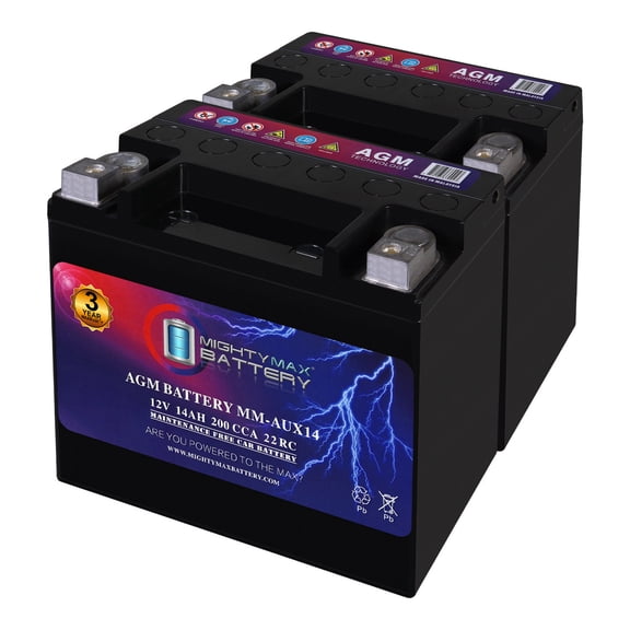 MM-AUX14 Auxiliary Battery 12V 14Ah, 22RC, 200 CCA Rechargeable AGM Car Battery - Pack of 2