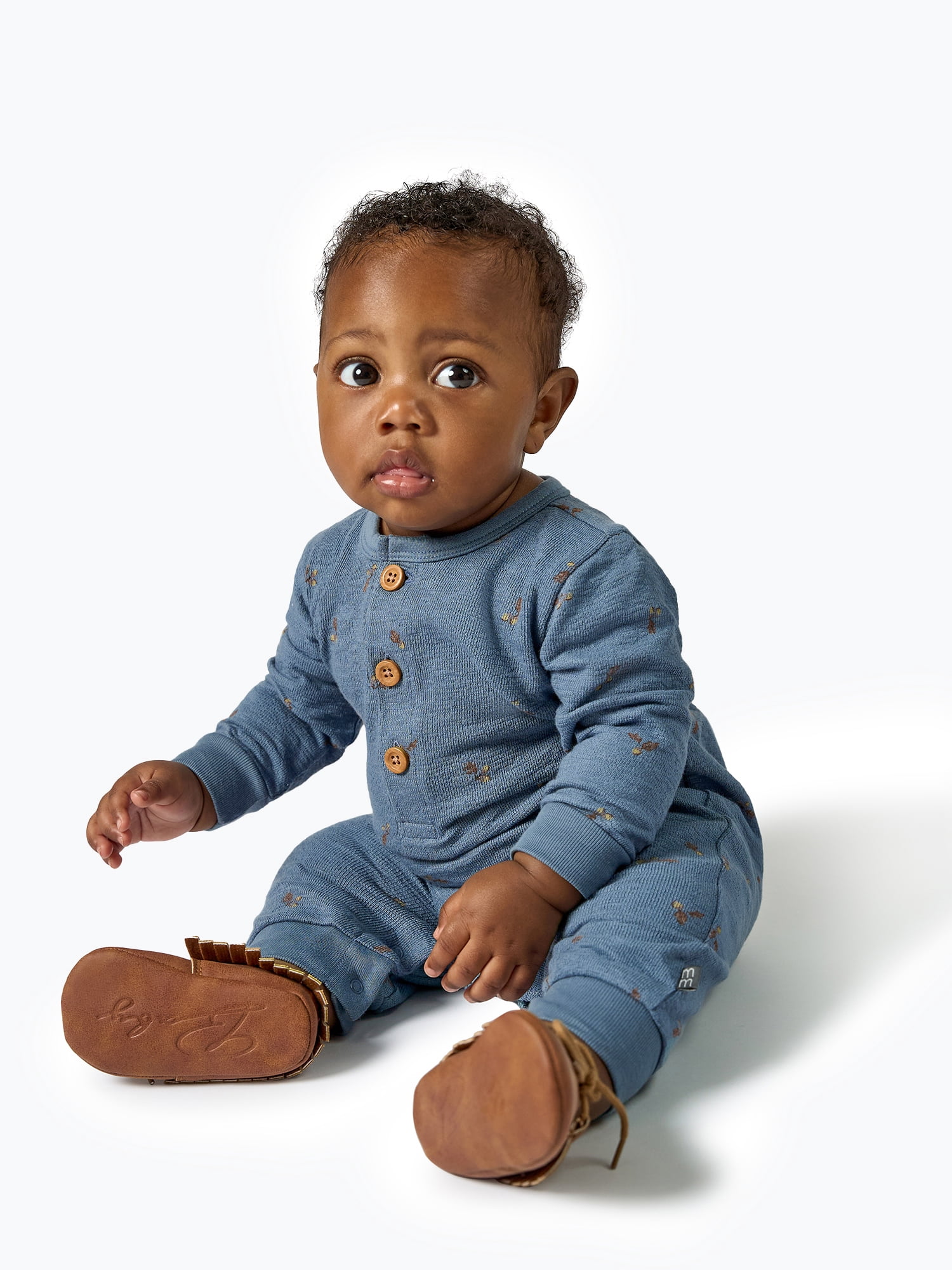 Modern Moments by Gerber Baby Boy Long Sleeve Slouch Romper, Sizes 0/3 Months - 24 Months