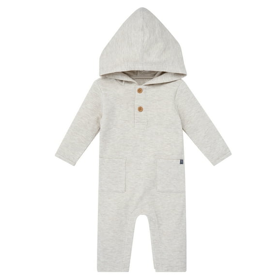 Modern Moments by Gerber Baby Boy Hacci Hooded Long Sleeve Romper, Sizes 0/3 Months - 24 Months