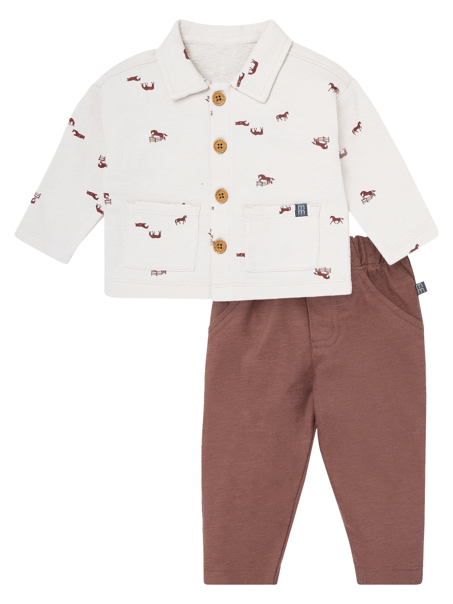 Modern Moments by Gerber Baby Boy Collared Top and Bottom Outfit Set, Sizes 0/3 Months - 24 Months