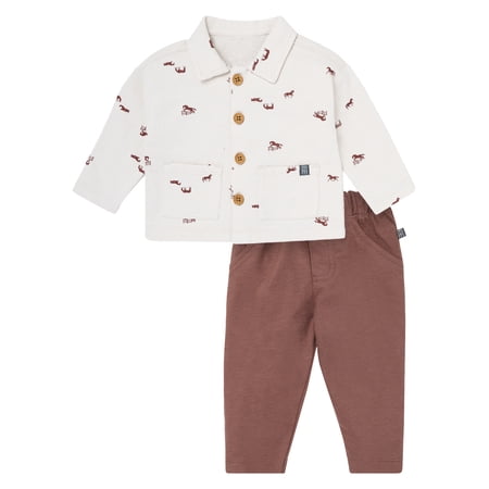Modern Moments by Gerber Baby Boy Collared Top and Bottom Outfit Set, Sizes 0/3 Months - 24 Months