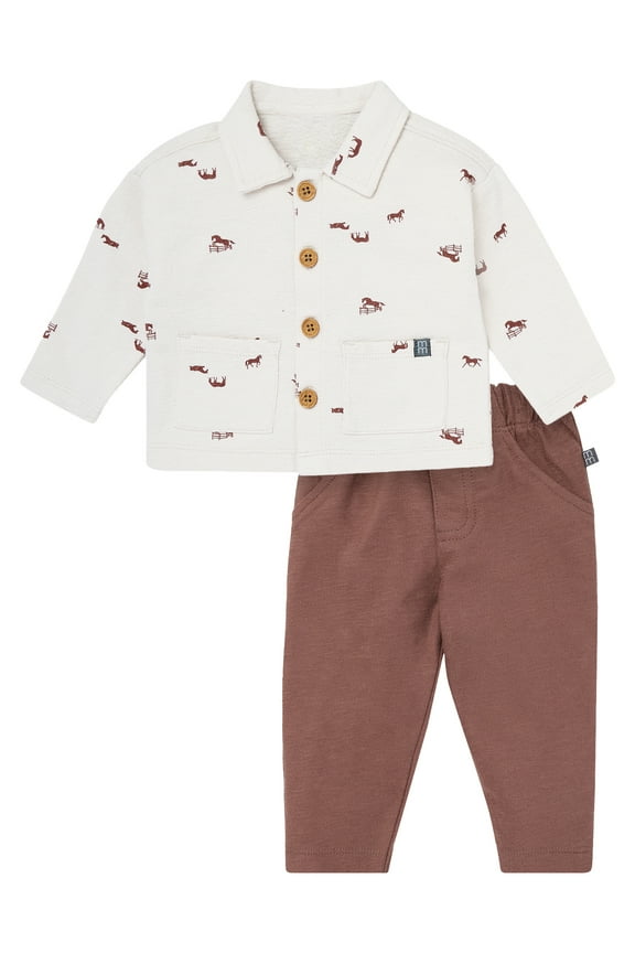 by Gerber Baby Boy Collared Top and Bottom Outfit Set, Sizes 0/3 Months - 24 Months