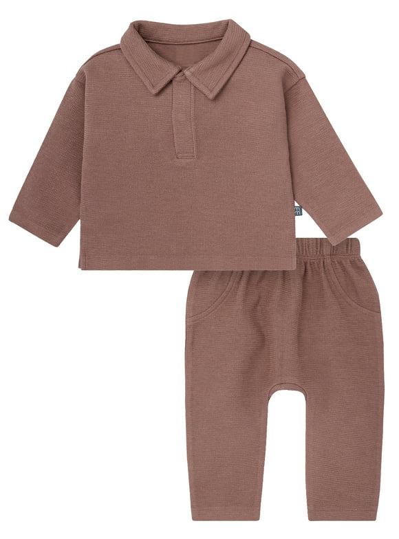 by Gerber Baby Boy Johnny Collar Top and Bottom Set, Sizes 0/3 Months - 24 Months