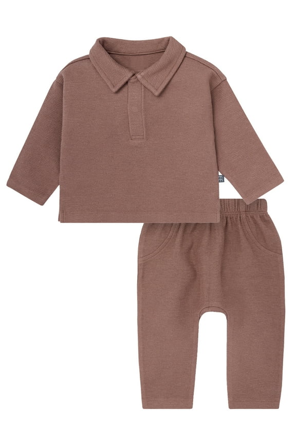 by Gerber Baby Boy Johnny Collar Top and Bottom Set, Sizes 0/3 Months - 24 Months