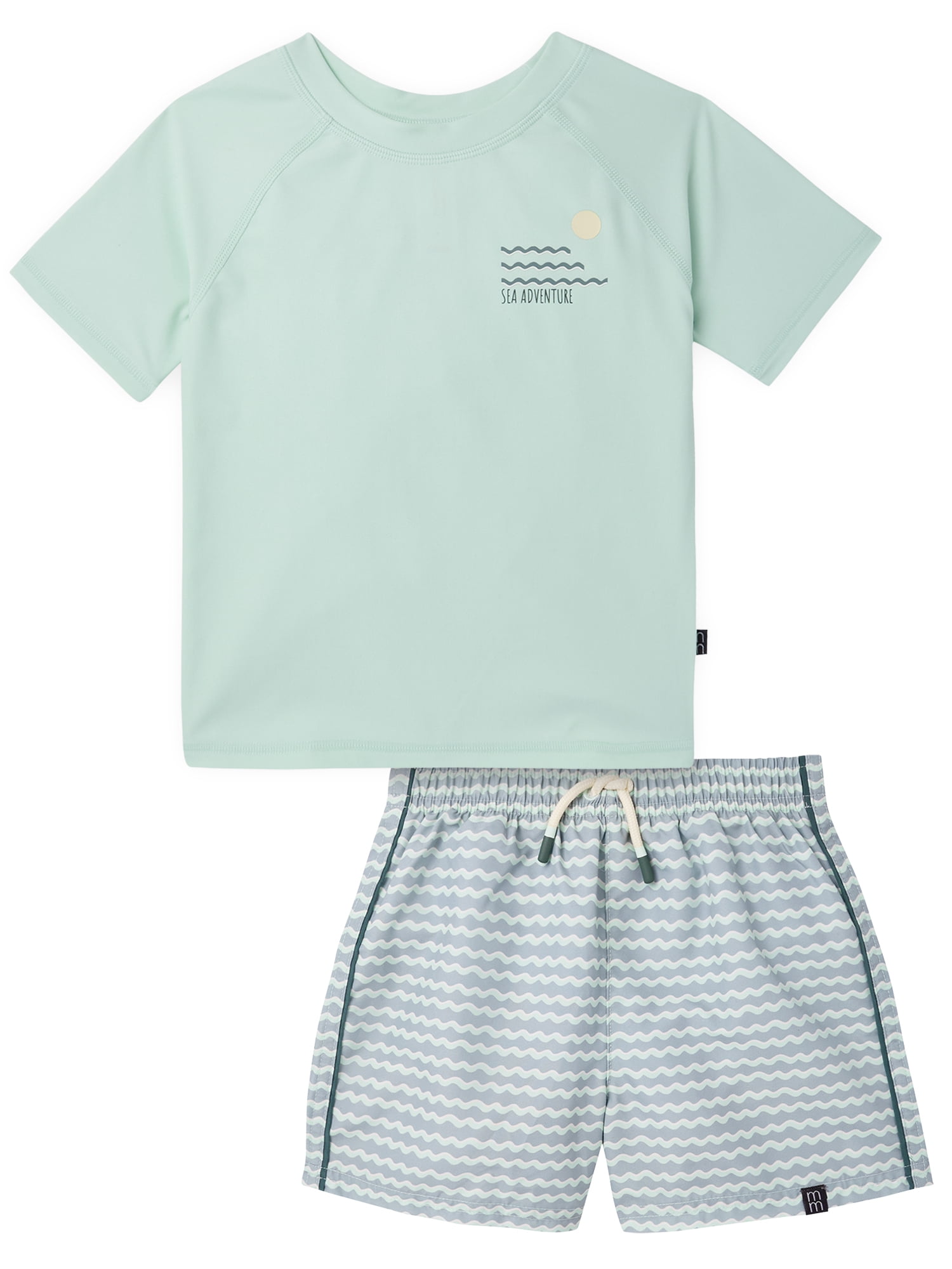 Modern Moments by Gerber Baby and Toddler Boy Short- Sleeve Rash Guard and Trunk Set, 2-Piece, Sizes 0/3M-5T