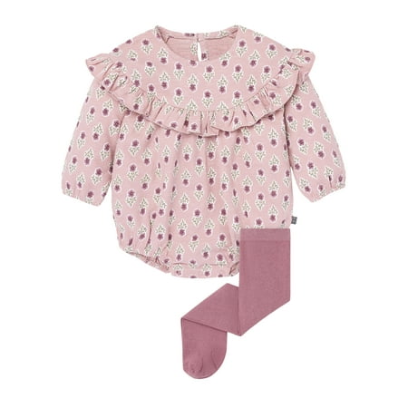 Modern Moments by Gerber Baby Girl Bubble Romper and Tights Outfit Set, 2-Piece, Sizes 0/3 Months - 24 Months