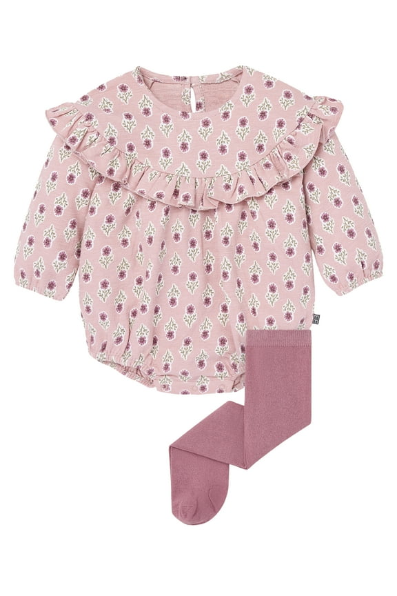 by Gerber Baby Girl Bubble Romper and Tights Outfit Set, 2-Piece, Sizes 0/3 Months - 24 Months