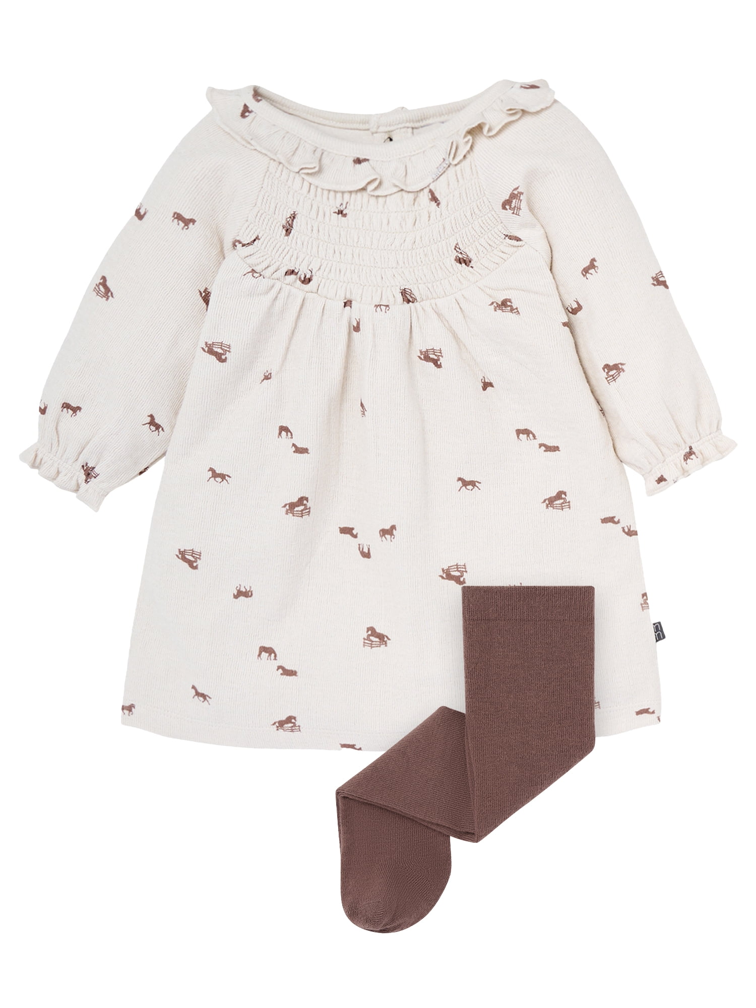 Modern Moments by Gerber Baby Girl Smocked Dress and Tights Set, 2-Piece, Sizes 0/3 Months - 24 Months