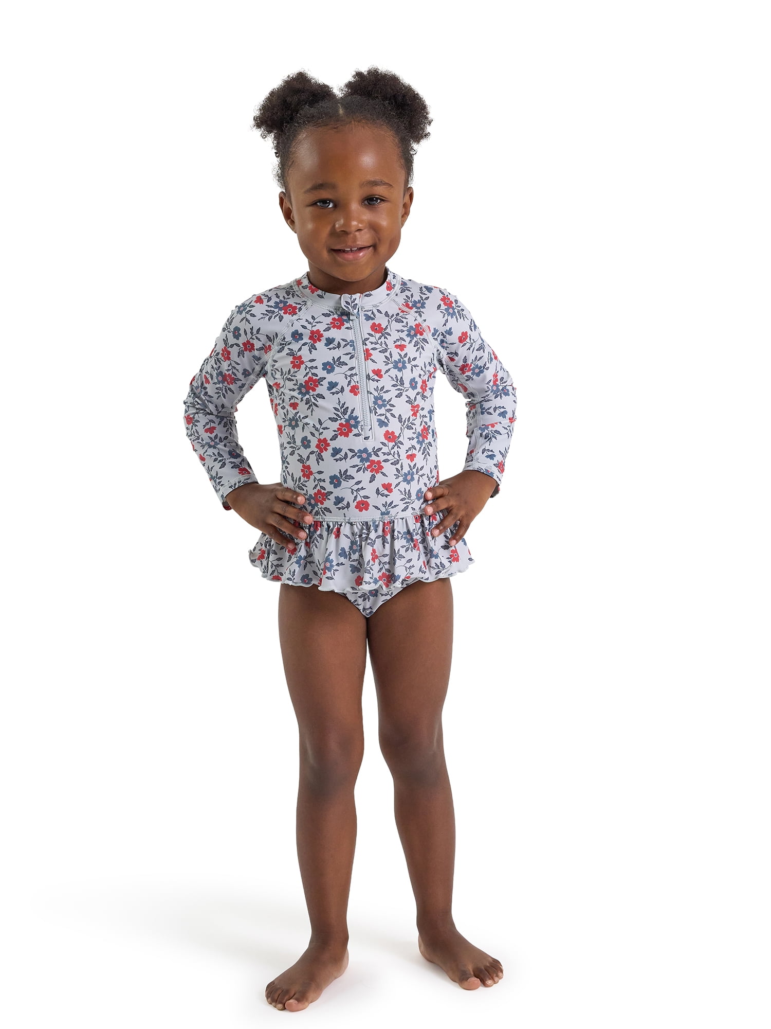Modern Moments by Gerber Baby and Toddler Girl Rash Guard with Ruffles, Sizes 0/3M-5T