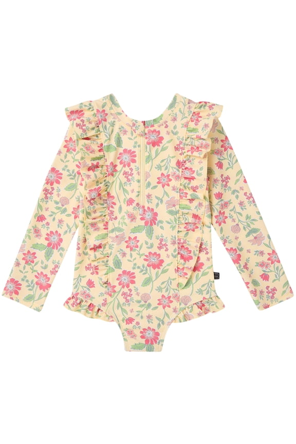 by Gerber Baby and Toddler Girl Rash Guard with Ruffles, Sizes 0/3M-5T