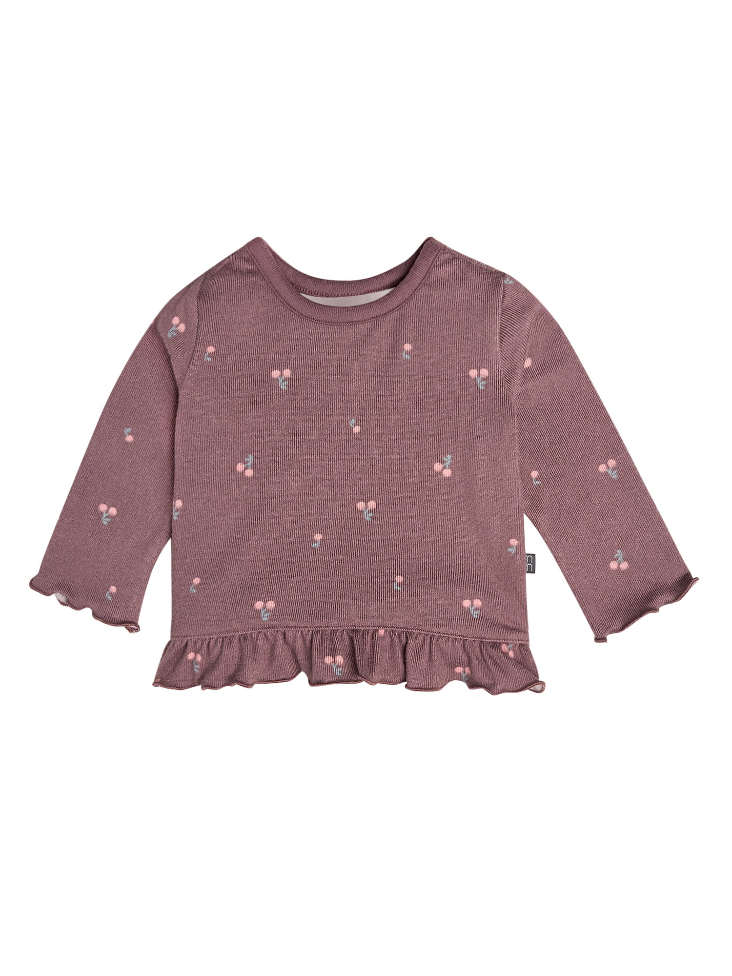 by Gerber Baby Neutral Long Sleeve Ruffle Hem Top, Sizes 0/3 Months - 24 Months