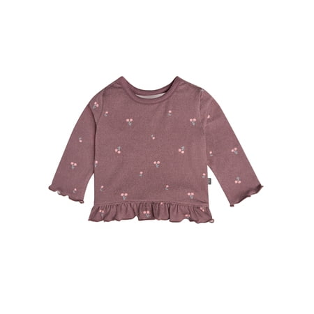 Modern Moments by Gerber Baby Neutral Long Sleeve Ruffle Hem Top, Sizes 0/3 Months - 24 Months