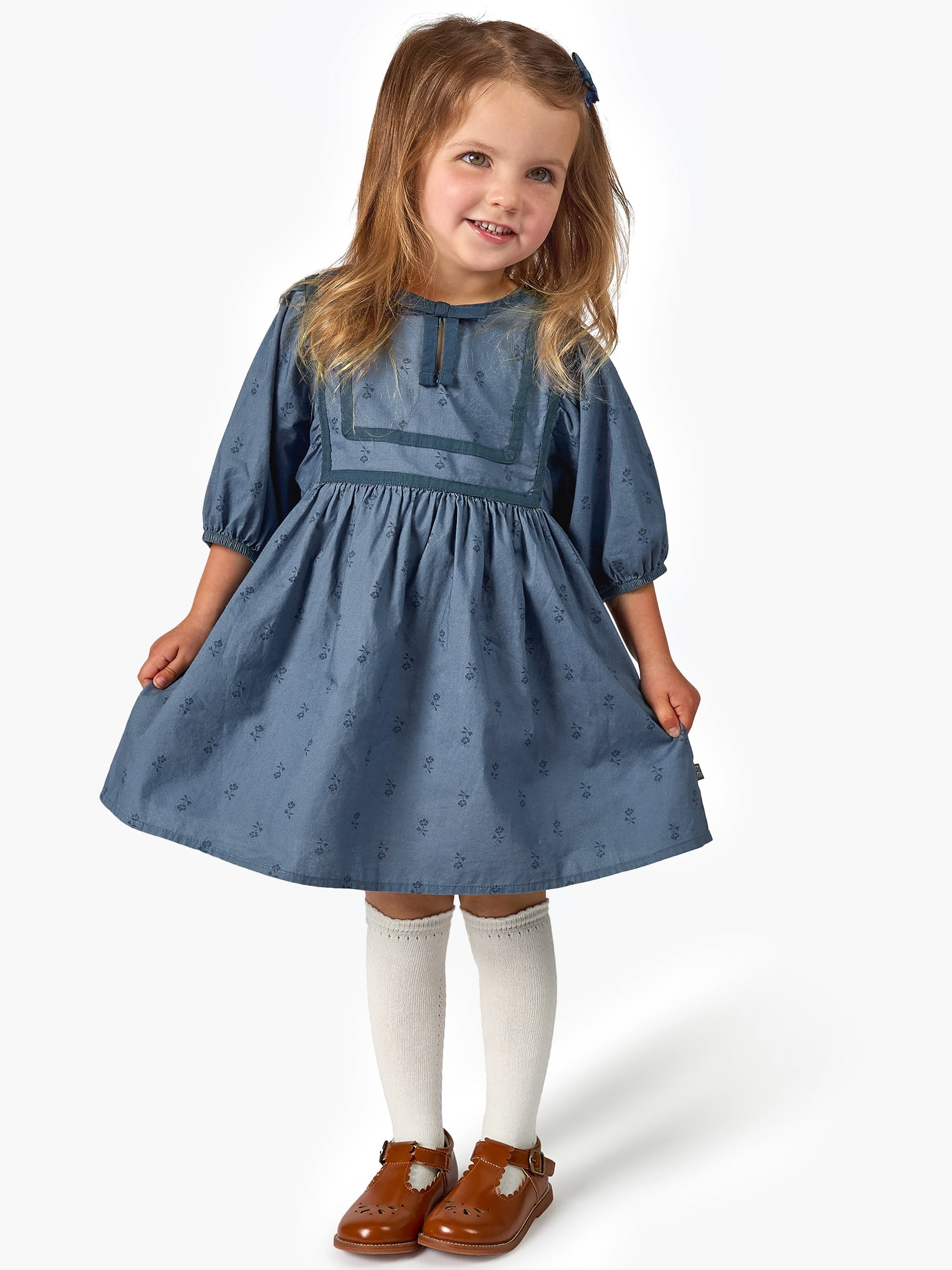 Modern Moments by Gerber Toddler Girl Yoked Bow Dress, Sizes 12M-5T