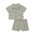 thumbnail image 1 of Modern Moments by Gerber Baby Boy Button Down Shirt and Short Set, 2-Piece, Sizes 0/3 Months - 24 Months, 1 of 9