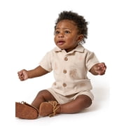 by Gerber Baby Boy Button Down Shirt and Short Set, 2-Piece, Sizes 0/3 Months - 24 Months