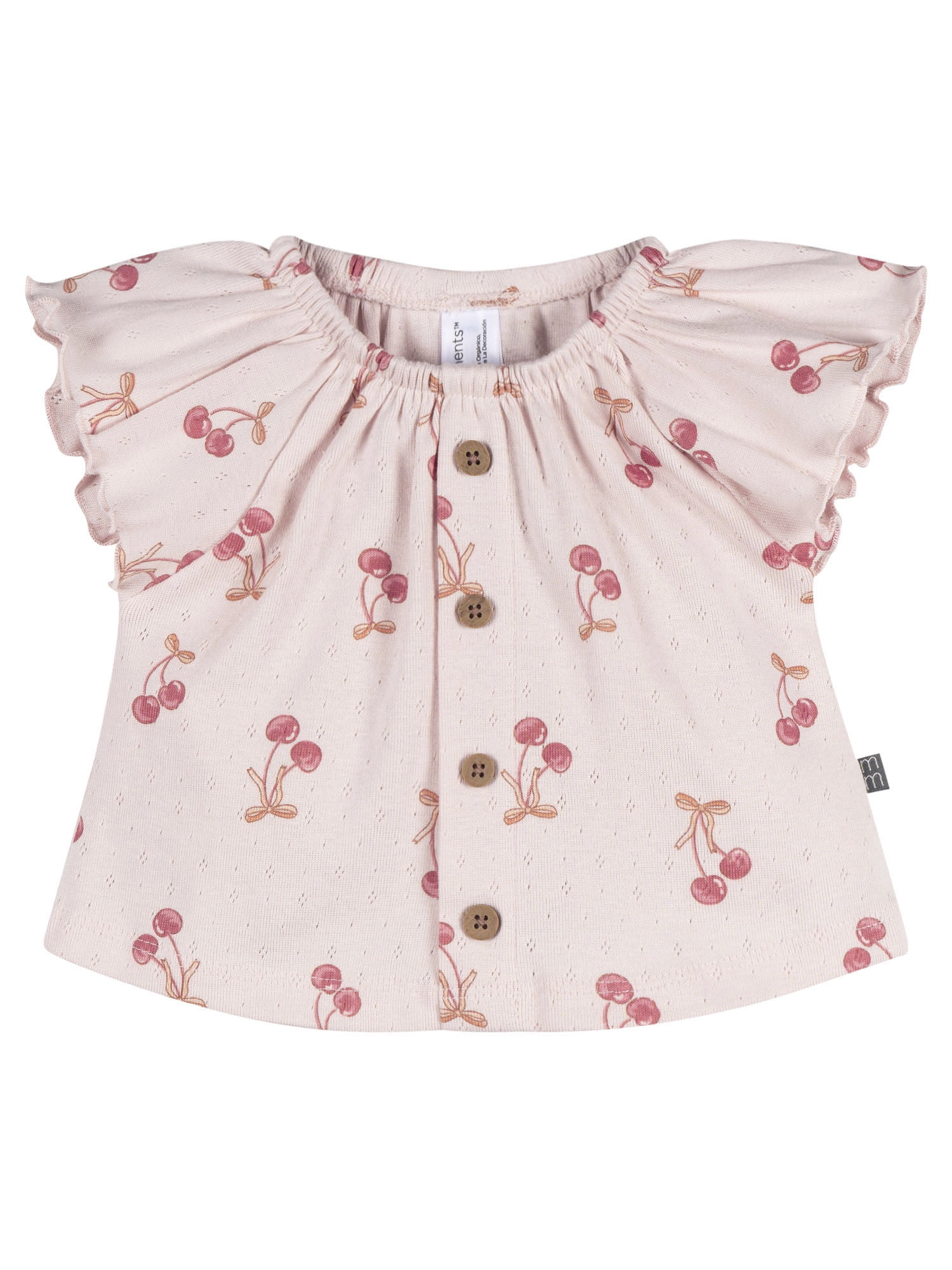 Modern Moments by Gerber Baby Girl Organic Ruffle Sleeve Top, Sizes 0/3 Months - 24 Months