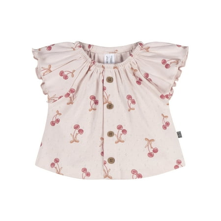Modern Moments by Gerber Baby Girl Organic Ruffle Sleeve Top, Sizes 0/3 Months - 24 Months