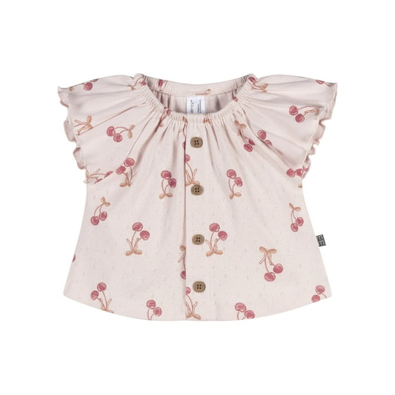 Modern Moments by Gerber Baby Girl Organic Ruffle Sleeve Top, Sizes 0/3 Months - 24 Months