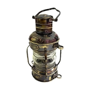MM Brass & Copper Anchor Oil Lamp Leeds Burton Nautical Maritime 12" Ship Lantern Halloween Decorations Costumes