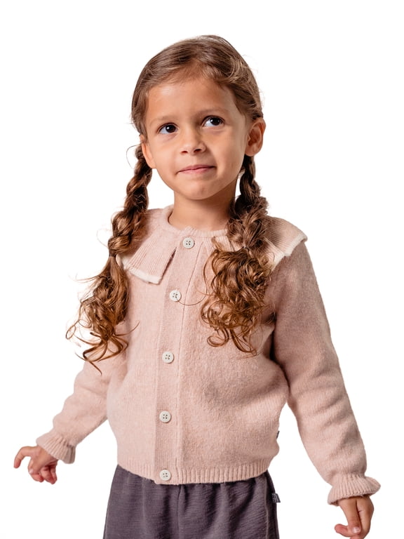 by Gerber Toddler Girl Cardigan with Tipped Rib Collar, Sizes 12 Months - 5T