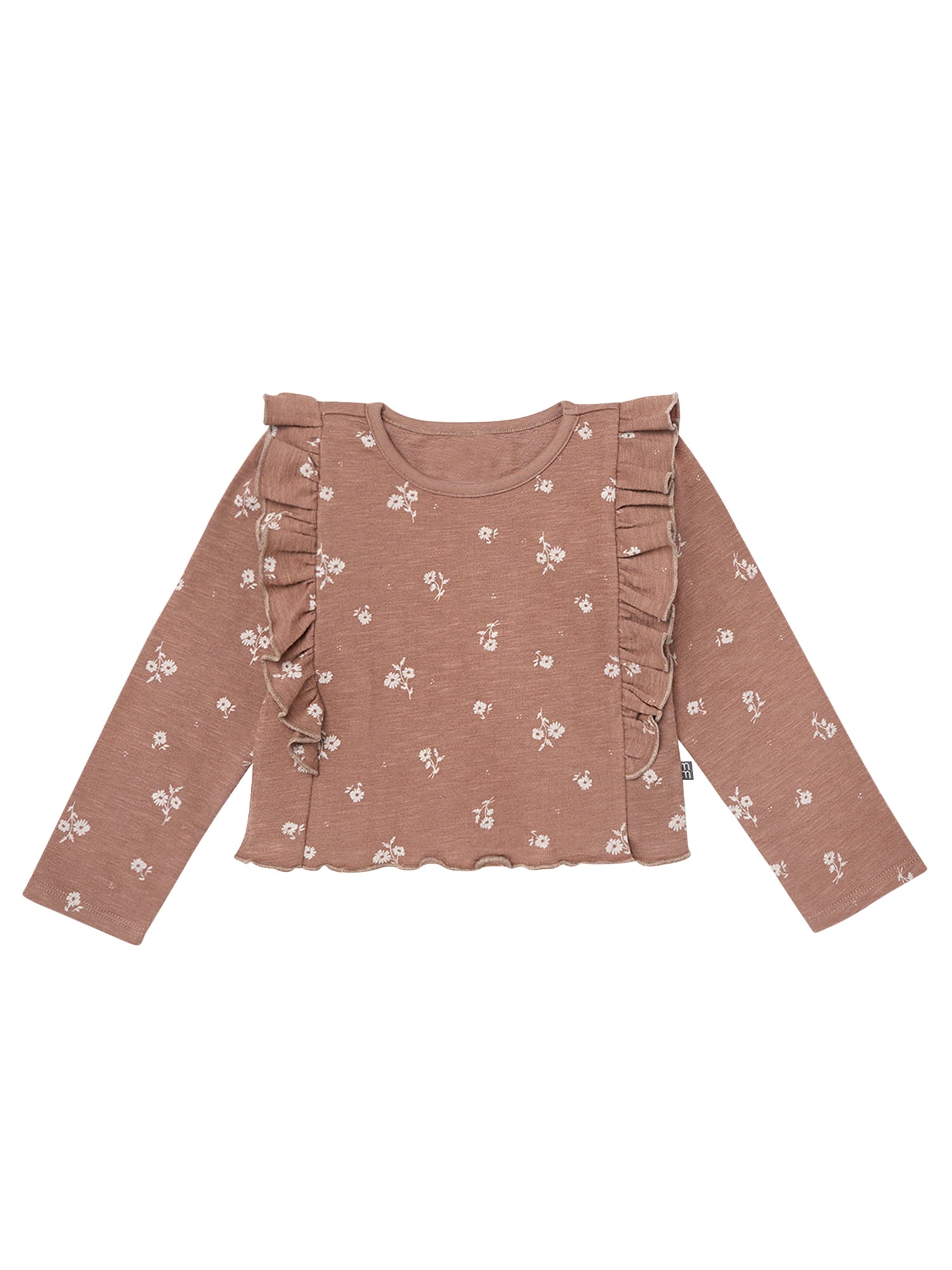 Modern Moments by Gerber Toddler Girl Long Sleeve Ruffle Crop Top, Sizes 12 Months - 5T