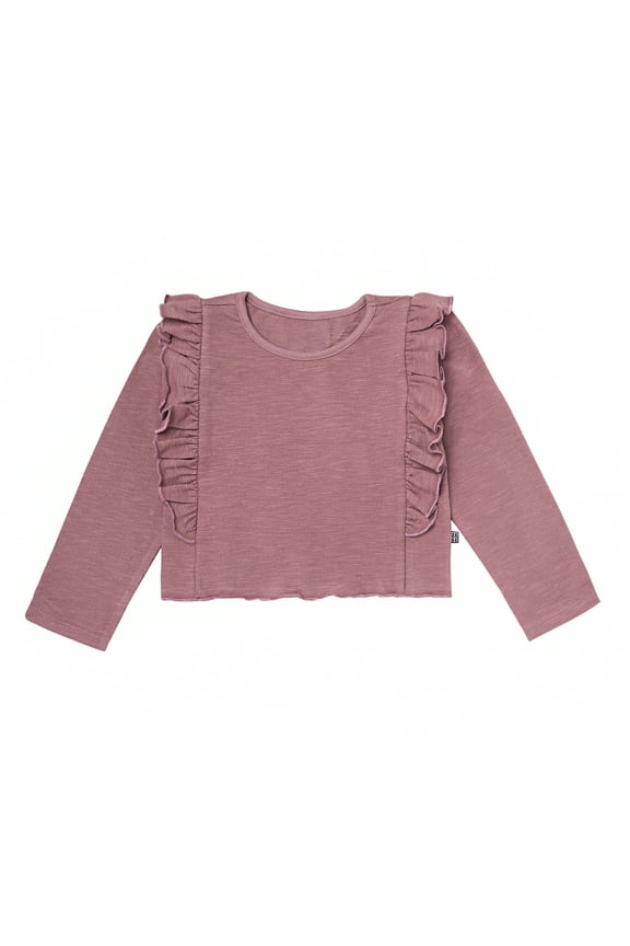 by Gerber Toddler Girl Long Sleeve Ruffle Crop Top, Sizes 12 Months - 5T