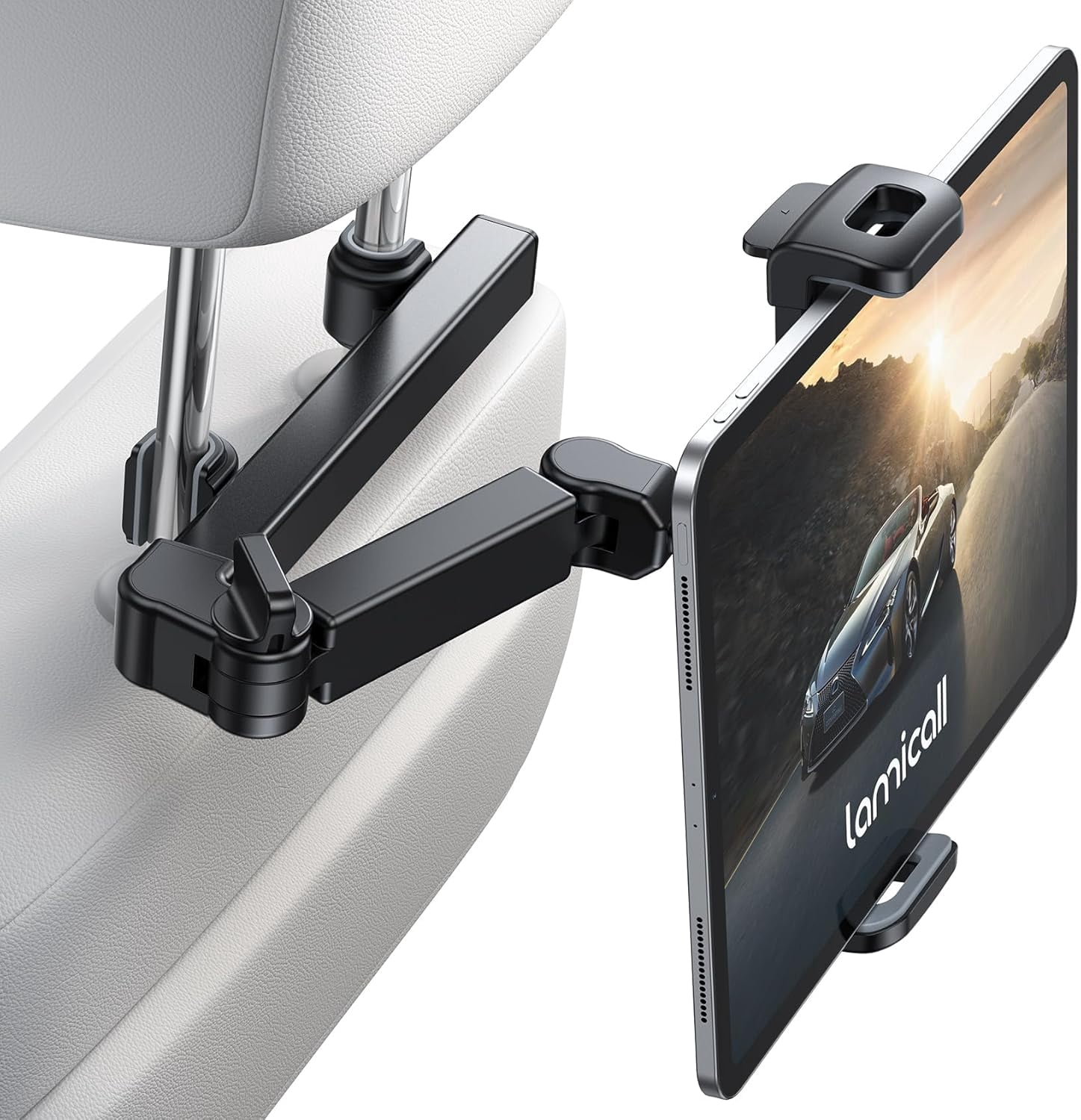 MM Car Headrest Tablet Holder - [3 in 1 Extension Arm] Adjustable Tablet Car Mount for Back Seat, Gifts Road Trip Essentials for Kids, for 4.7-11" Devices, iPad Pro, Galaxy, Fire, Mother's Day