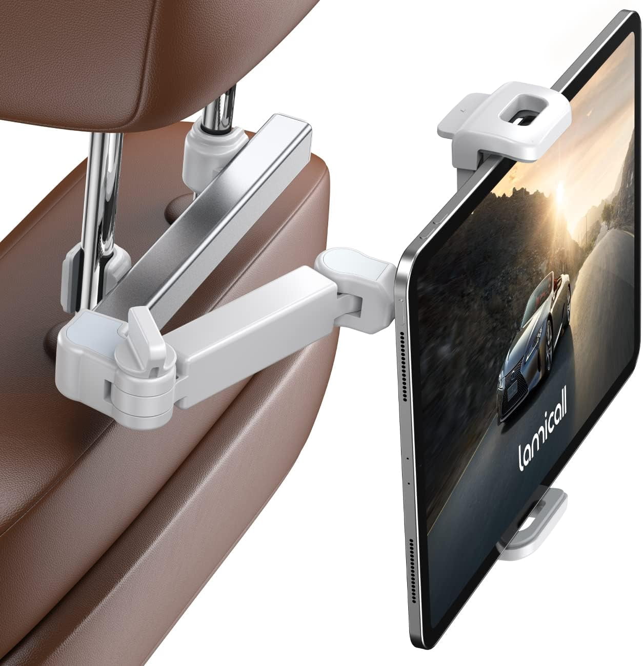 MM Car Headrest Tablet Holder - [3 in 1 Extension Arm] Adjustable Tablet Car Mount for Back Seat, Gifts Road Trip Essentials for Kids, for 4.7-11" Devices, iPad Pro, Galaxy, Fire, Mother's Day