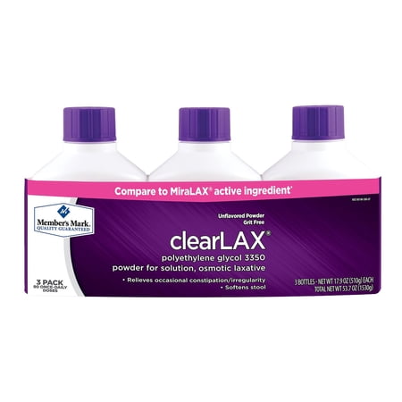MM ClearLAX Polyethylene Glycol 3350 Powder for Solution (17.9 oz., 3 pk.)