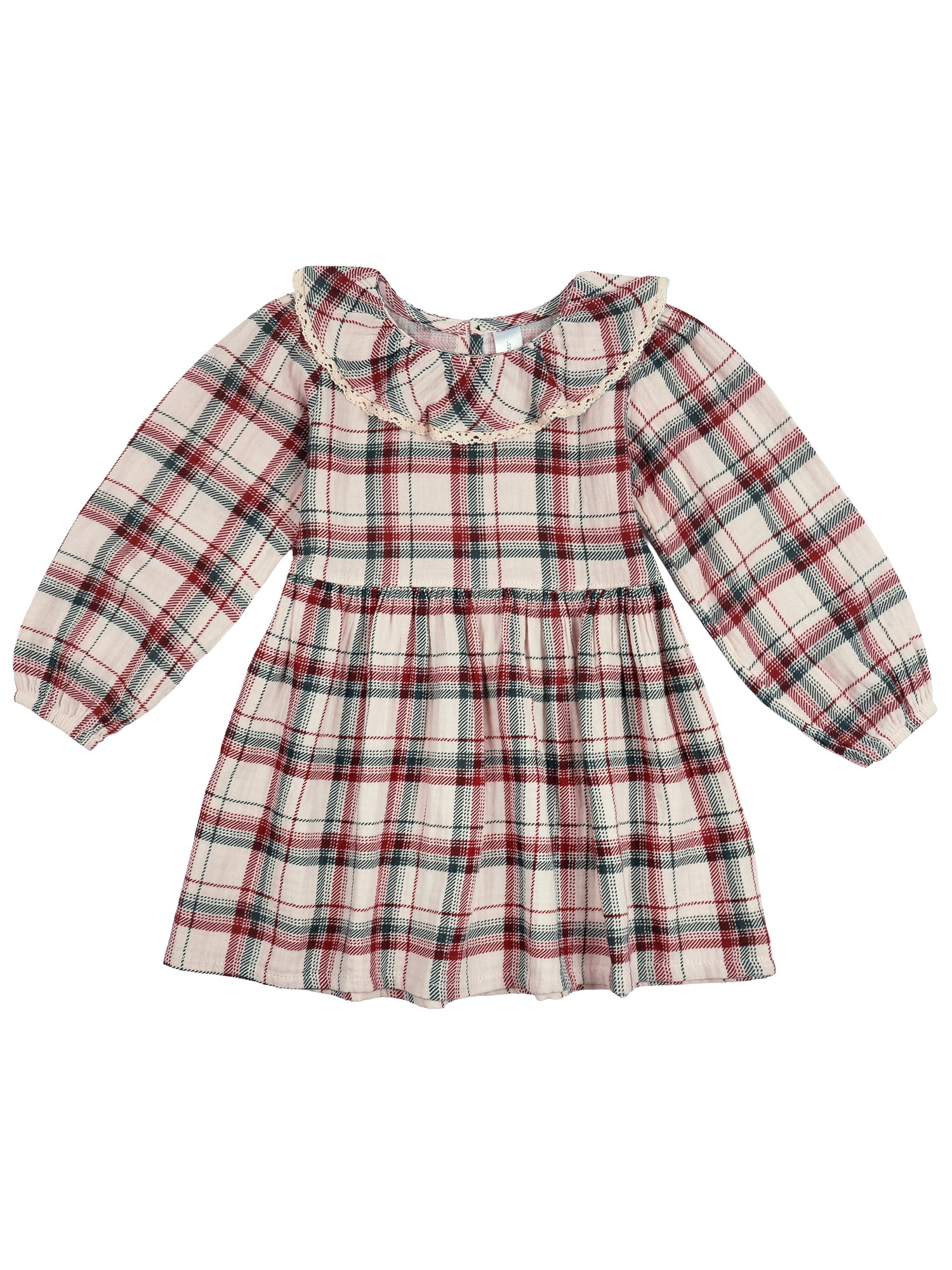 by Gerber Toddler Girl Ruffle Collar Dress, 12 Months - 5T