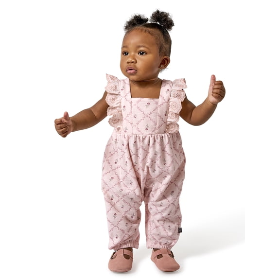 Modern Moments by Gerber baby Girl Long Leg Romper with Ruffle Detail, Sizes 0/3 Months - 24 Months