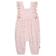 by Gerber baby Girl Long Leg Romper with Ruffle Detail, Sizes 0/3 Months - 24 Months