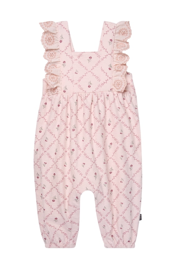 by Gerber baby Girl Long Leg Romper with Ruffle Detail, Sizes 0/3 Months - 24 Months