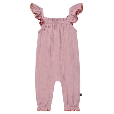 Modern Moments by Gerber baby Girl Long Leg Romper with Novelty Trim Detail, Sizes 0/3 Months - 24 Months