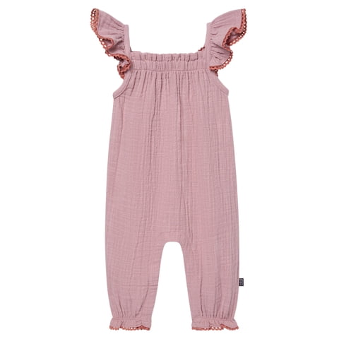 by Gerber baby Girl Long Leg Romper with Novelty Trim Detail, Sizes 0/3 Months - 24 Months