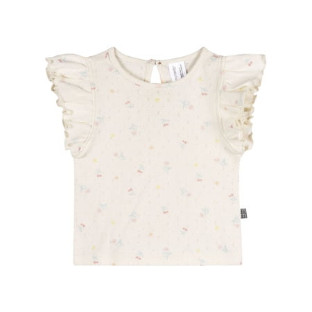 Modern Moments by Gerber Baby Girl Organic Flutter Sleeve Top, Sizes 0/3 Months - 24 Months