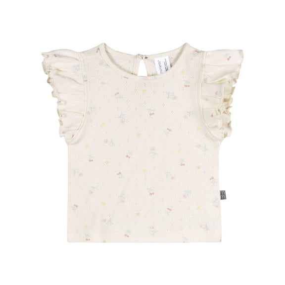 Modern Moments by Gerber Baby Girl Organic Flutter Sleeve Top, Sizes 0/3 Months - 24 Months