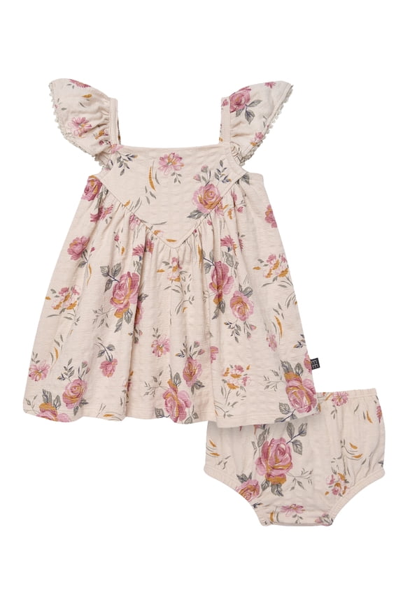 by Gerber Baby Girl Flutter Sleeve Dress and Diaper Cover Outfit Set, 2-Piece, Sizes 0/3 Months - 24 Months