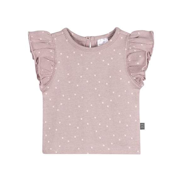 Modern Moments by Gerber Baby Girl Organic Flutter Sleeve Top, Sizes 0/3 Months - 24 Months