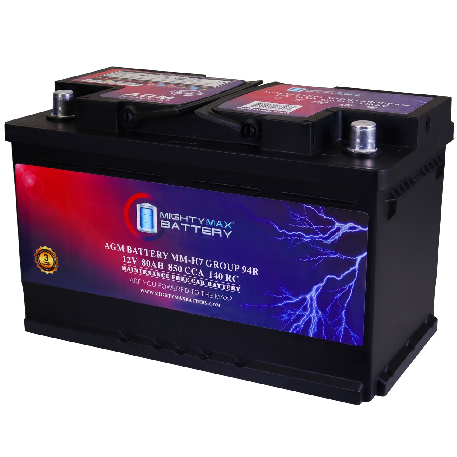 MMH7 Group 94R 12V 80AH 140RC 850 CCA Replacement Battery Compatible with Land Rover LR3 0509